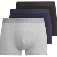 Olymp Boxershorts Packung, 3er, 3 Stk. mit bedrucktem Markenlogo am Bund