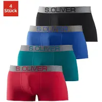 s.Oliver Hipster Packung, 4 Stk. knapp sitzende Boxershorts für Herren aus Baumwoll-Mix