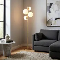 Opviq Stehlampe Fazli , messing / gold, für Wohn- / Esszimmer, Metall, Stehlampe