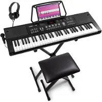 Max KB15SET Elektronisches Keyboard 61-Tasten mit Batterie-Set