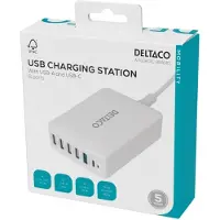 Deltaco Multi 6 USB įkroviklis, 4x USB-A, 1x USB-A, 1x USB-C PD / USBC-MO100 / 1902112