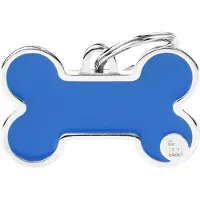 My Family Bone Logo ID-Hundetag blau, 3.8x2.4cm (1 Stk)