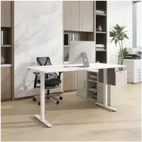 HOME DELUXE höhenverstellbarer Schreibtisch I Ergonomisches Design in Weiß, 160 x 60 cm für Homeoffice und Büro