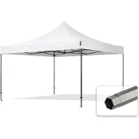 TOOLPORT 4x4m Stahl Faltpavillon, ohne Seitenteile, weiß