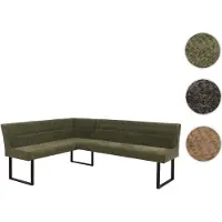 Mendler Eckbank HWC-O81, Esszimmerbank Bank, (310g/m2) Chenille Stoff/Textil Metall 159x210cm ~ grün