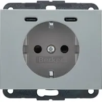 Berker 48157003 Steckdose SCHUKO/USB CC 20W PD K.x, alu matt, lackiert