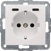 Berker 48158982 Steckdose SCHUKO/USB CC 20W PD S.1, weiß glänzend