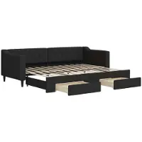 vidaXL Tagesbett Ausziehbar mit Schubladen Schwarz 80x200 cm Stoff