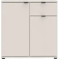 Forte GANYMEDE Kommode 80, minimalistische Kommode, 2-türig, 1 Schublade, Holzwerkstoff, Wohn-/Schlafzimmer, Kaschmir Beige, 80,1 cm breit x 82,3 cm hoch x 34,1 cm tief