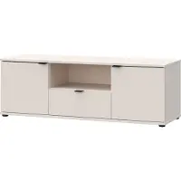 Forte GANYMEDE TV-Schrank 130, minimalistisches Lowboard, 2-türig, 1 Schublade, offenes Fach, Holzwerkstoff, Wohnzimmer, Kaschmir Beige, 129,8 cm breit x 43,9 cm hoch x 41,3 cm tief