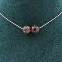 Bijoux Steine und Mineralien. Halskette mit 2 Perlen aus braunem Schneeflockenobsidian 8 mm. Kette für Frauen und Männer. Personalisierte Größe.