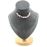 Bijoux Steine und Mineralien. Halskette mit 10 Kunzitperlen aus Brasilien. Kette aus Edelstahl. Halskette für Frauen, Männer. Anpassbare Größe.