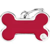 My Family Bone Logo ID-Hundetag rot, 3.8x2.4cm (1 Stk)
