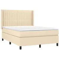 Syfax Boxspringbett mit Matratze Creme 140x190 cm Stoff