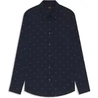 BOSS für Herren. 50553704 Regular Fit Popeline-Hemd navy print (L), Lässig, Baumwolle, Langarm, Marine