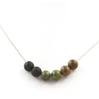 Bijoux Steine und Mineralien. Unakitperlen-Halskette + Lava + Holz 8 mm. Kette aus rostfreiem Stahl. Halskette für Frauen, Männer. Personalisierte Größe.