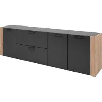 Die Möbelfundgrube Sideboard mit 2 Schubladen anthrazit Artisan Eiche 198 cm - CENTO