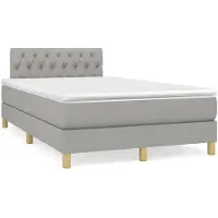 Syfax Boxspringbett mit Matratze Hellgrau 120x200 cm Stoff