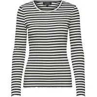 Selected Damen Tops & T-Shirts Anna Ls Crew Neck Tee Stripe - Wit - Größe XS