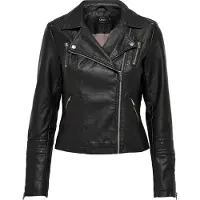 ONLY Lederimitatjacke "ONLGEMMA – Bikerjacke mit asymmetrischem Reißverschluss" tailliert, casual, Lederimitat, Reißverschlusstaschen