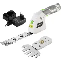 Workpro 12V Strauchschere Akku 2-in-1 Weiß, handliche Grasschere mit 2 Messern, 2Ah Akku und Ladegerät, elektrische Heckenschere Rasentrimmer für Gartenarbeit, Schnittbreite 12,5cm, Schnittlänge 16cm