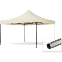 TOOLPORT 4x4m Stahl Faltpavillon, ohne Seitenteile, creme