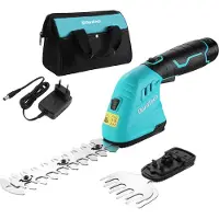 Duratech 12V Akku Heckenschere, 2-in-1 Gartenschere Akku mit mit 2Ah Akkupack & Ladegerät, Rasenkantenschneider elektrische Grasschere mit Tasche, Rasentrimmer für Gartenarbeit