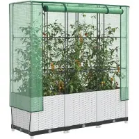 vidaXL Hochbeet mit Gewächshaus-Aufsatz Rattan-Optik 120x40x138 cm