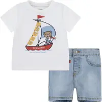 Levi's Kids Levis Kids T-Shirt & Shorts "LVB LEVI 3D SAILING DENIM SET" Set, 2tlg., 2 Stk. mit Bären-Grafik