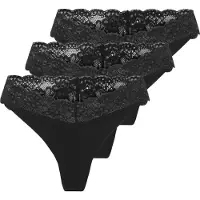 ONLY Tanga "ONLCHLOE LACE S.S THONG 3-PACK ACC" Packung, 3 Stk.