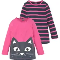 Kidsworld Langarmshirt "für kleine Mädchen" 2er-Pack, 2 Stk. Langarm, lässige Passform