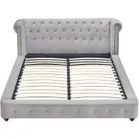 Vente-unique Chesterfield-Bett 180 x 200 cm – Velours – Hellgrau – TONGERLA