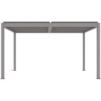 Vente-unique Bioklimatische freistehende elektrische taupefarbene Aluminium-Pergola mit aufklappbarem Dach 12 m² - AMADORA