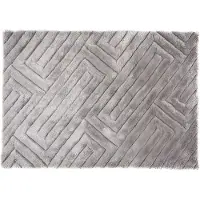 Vente-unique Sparset : Couchtisch mit drehbarer Tischplatte - Transparent - JOLINE + Teppich Shaggy - Grau - MAZE