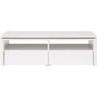 Vente-unique Couchtisch mit 2 Schubladen und 2 Nischen mit LED-Beleuchtung - Weiß - SYLPIA