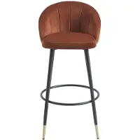 Vente-unique Barhocker 2er-Set - Samt & Metall - Terracotta - ELIRAM