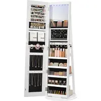 Songmics Schmuckschrank mit LED-Beleuchtung und Spiegel wolkenweiß JJC008W03