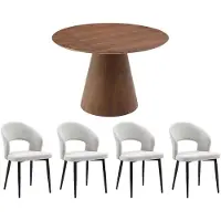 Vente-unique ANTALYSIS Tischset + 4 Stühle NIYAMA - Natur dunkel und grau
