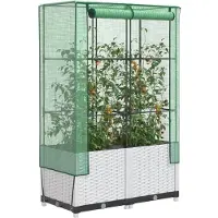 vidaXL Hochbeet mit Gewächshaus-Aufsatz Rattan-Optik 80x40x138 cm