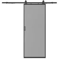 Vente-unique Schiebetür mit Laufschienensystem - Aluminium & rauchfarbenes Sicherheitsglas - 205 cm x 63 cm - LINCI II