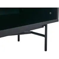 Vente-unique RTV 2-türiger Schrank mit 2 Nischen Eichenfurnier und Metall - Schwarz und Gold - SIRIOLA