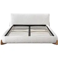 Vente-unique Bett 180 x 200 cm - Bukla - Weiß und Natur - GAMURA