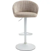 Vente-unique 2‑er Set Barhocker - Textilstoff & Metall - Höhe verstellbar - Creme - DORALIZ