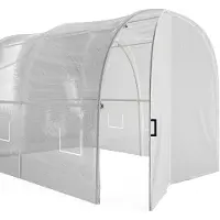 Vente-unique Stahlgerüstetes Tunnelgewächshaus mit Tür 12 m² - L 400 x B 300 x H 200 cm - ALOCASIA