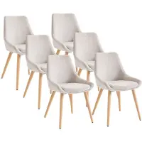 Vente-unique Satz von 6 gepolsterten Stühlen mit Buchenholz - Beige - MASURIE