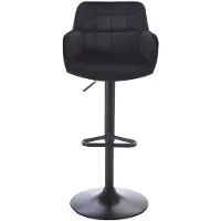 Vente-unique Barhocker 2er-Set - Samt & Metall - Höhenverstellbar - Schwarz - PEGA