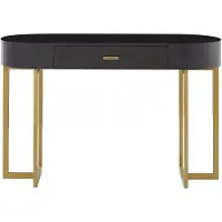 Vente-unique Konsolenschreibtisch mit 1 Schublade - MDF lackiert & Metall - Schwarz & Goldfarben - TORELI von Pascal Morabito