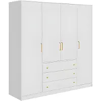 Vente-unique LIZANDRO, Weiß, Garderobe, 10 Regale, 4 Tür(en), Weiß, Partikelbord