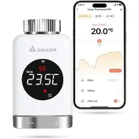 Salcar Heizkörperthermostat TRV801W Thermostat Heizung Smart LCD WiFi Thermostat kompatibel mit Amazon Alexa & Google Home Heizungsthermostat Tuya Smartes Heizkörper, kein Gateway Erforderlich