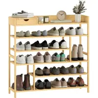 HOMCOM Schuhregal-101L x 30B x 100H cm-Naturholz | Gr.: onesize